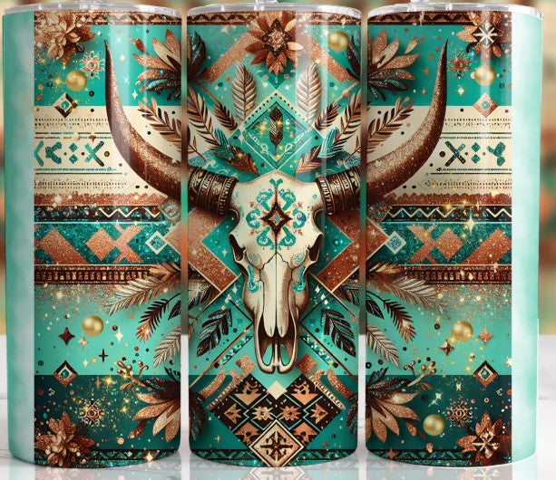 Western Cow Skull Sublimation Tumbler