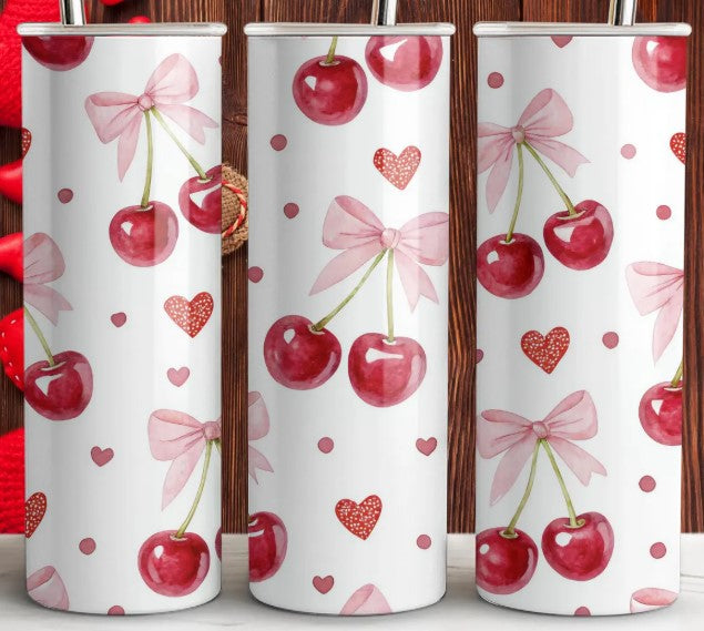 Bows, Cherries, & Hearts Sublimation Tumbler