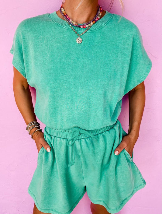 Green Mineral Wash Romper