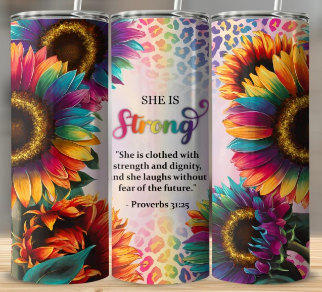 She Is Strong Neon Sublimation Tumbler