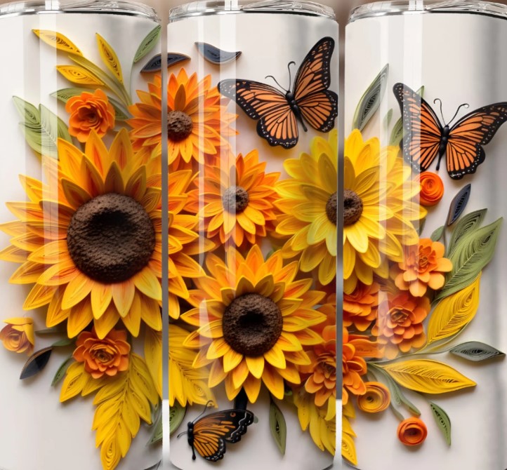 Butterflies & Sunflowers Sublimation Tumbler