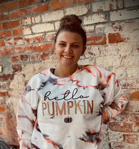 Hello Pumpkin Tie Dye Sweatshirt