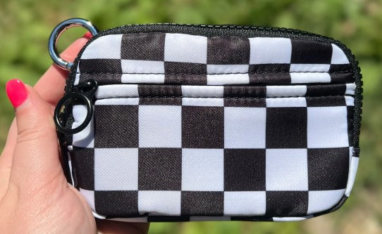 Let's Go Girl Black & White Checkered Pouch