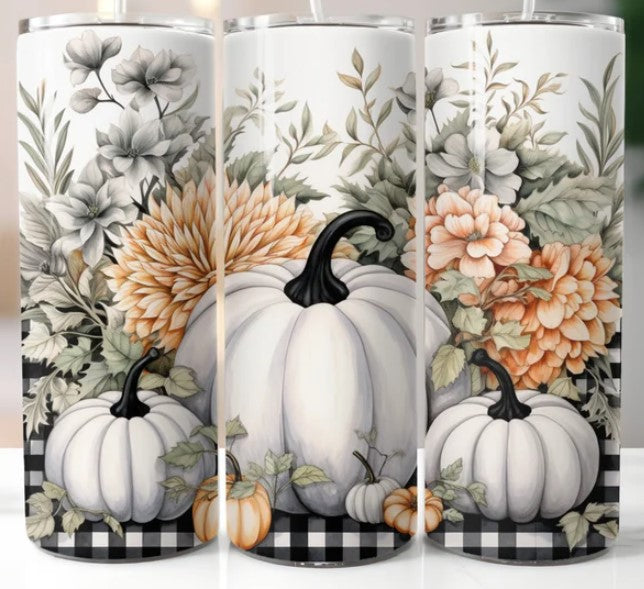 White Pumpkins Sublimation Tumbler