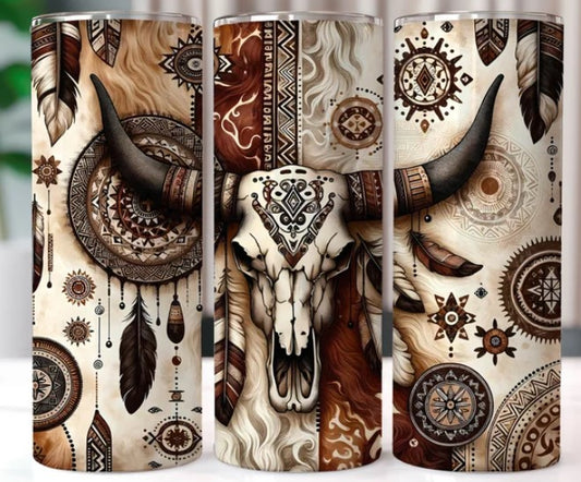 Boho Cow Skull Western Sublimation Tumbler