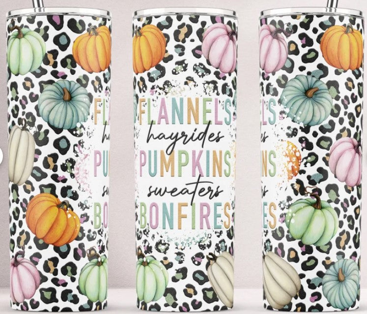 Flannels Hayrides Pumpkins Sublimation Tumbler