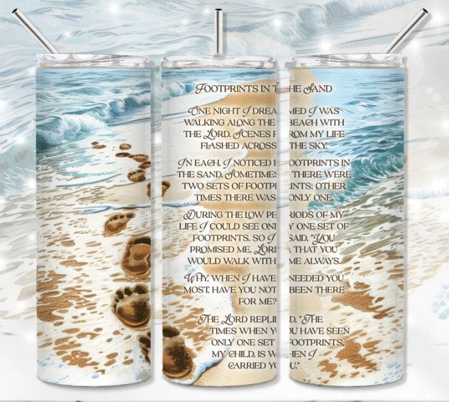 Footprints In The Sand Sublimation Tumbler