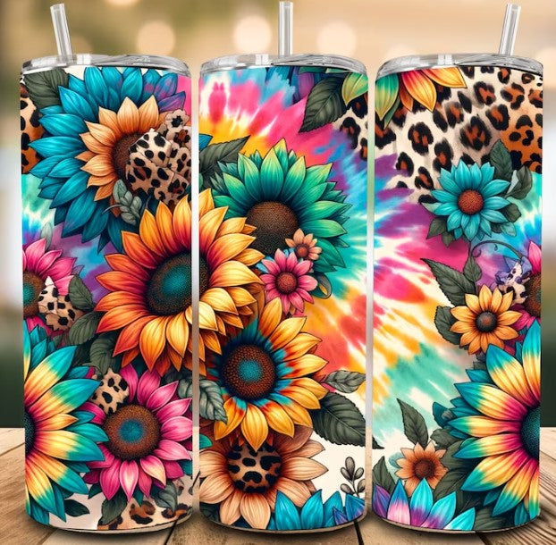 Neon Sunflowers Sublimation Tumbler