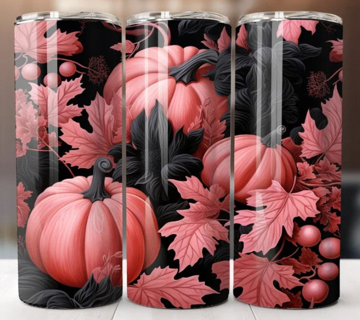 Pink & Black Pumpkins Sublimation Tumbler