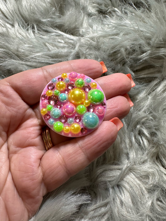 Neon Summer Theme Phone Grip (Rhinestones & Pearls)