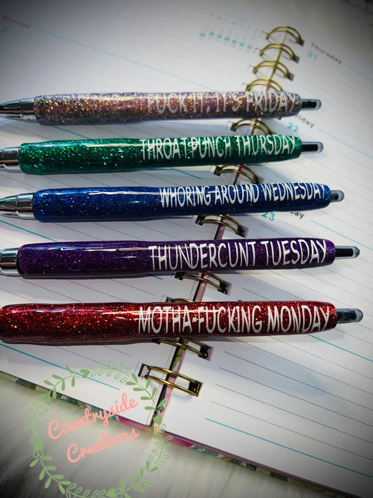 Crazy Week Theme Glitter Pens